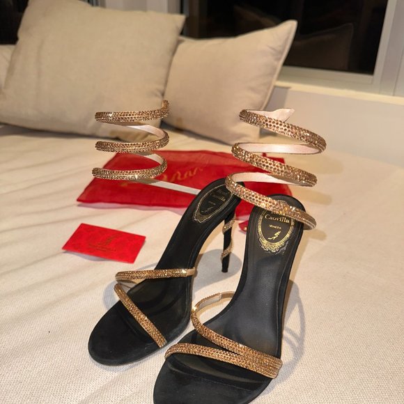 RENE CAOVILLA - MARGOT BLACK JEWEL SANDALS SNAKE - Picture 5 of 12